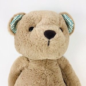 B Softies Teddy Bear Plush Stuffed Animal Baby Comfort Toy 11" Brown Aqua Blue